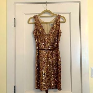 Badgley Mischka Gold Sequin Dress